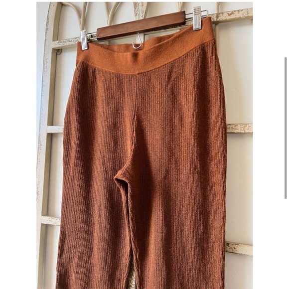 Anthropologie Pilcro Knit Sweater Flare Bell Bottom Pants Ochre Rust - Picture 6 of 10